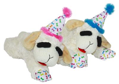 Multipet Lamb Chop w/ Birthday Hat Pink - 10.5"
