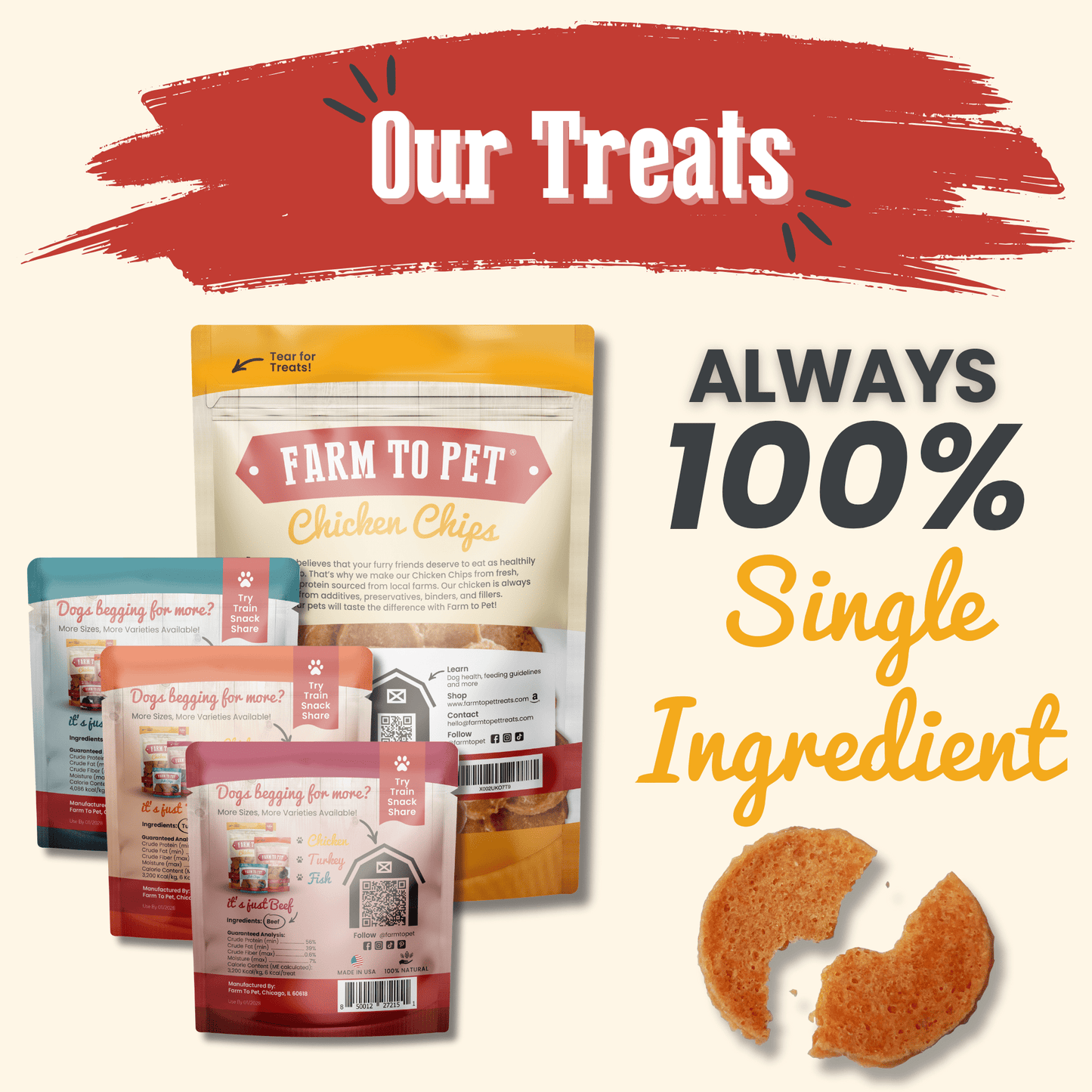 Puppy Packs 'n Snacks Dog Treat Starter Pack | Single-Ingredient Training Treats