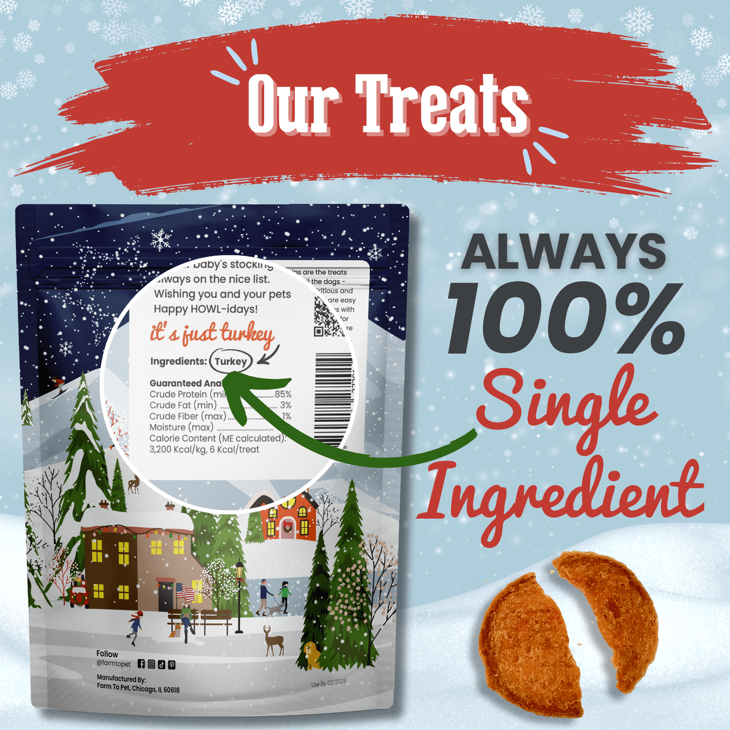 Holiday Chips Dog Treats - Chicken & Turkey 12oz