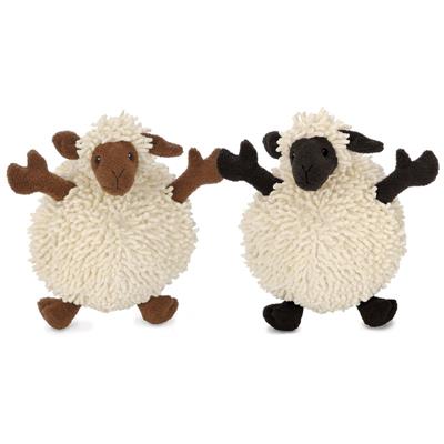 GoDog Fuzzy Wuzzy Lamb Chew Guard Squeaky Plush Dog Toy Mini Assorted